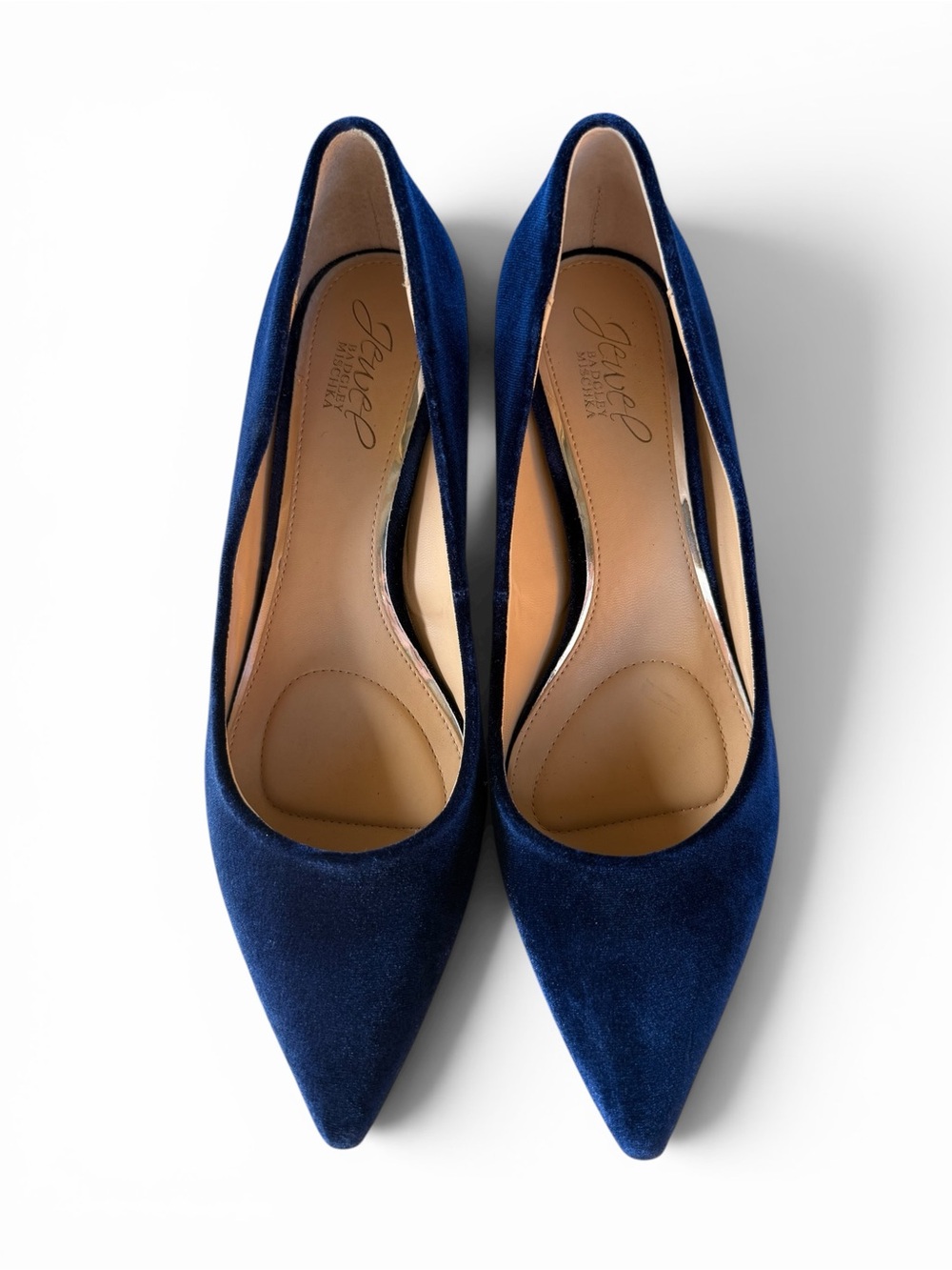 Badgley Mischka Blue Velvet Kitten Heels